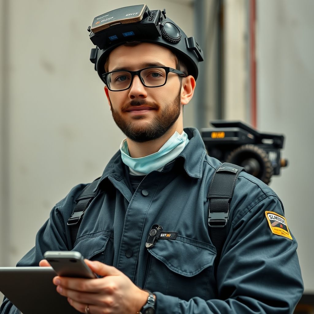 Technicien présentant un équipement